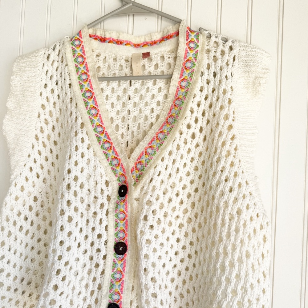 Anthropologie PILCRO size L Cropped Crochet Shrug - Picture 5 of 7